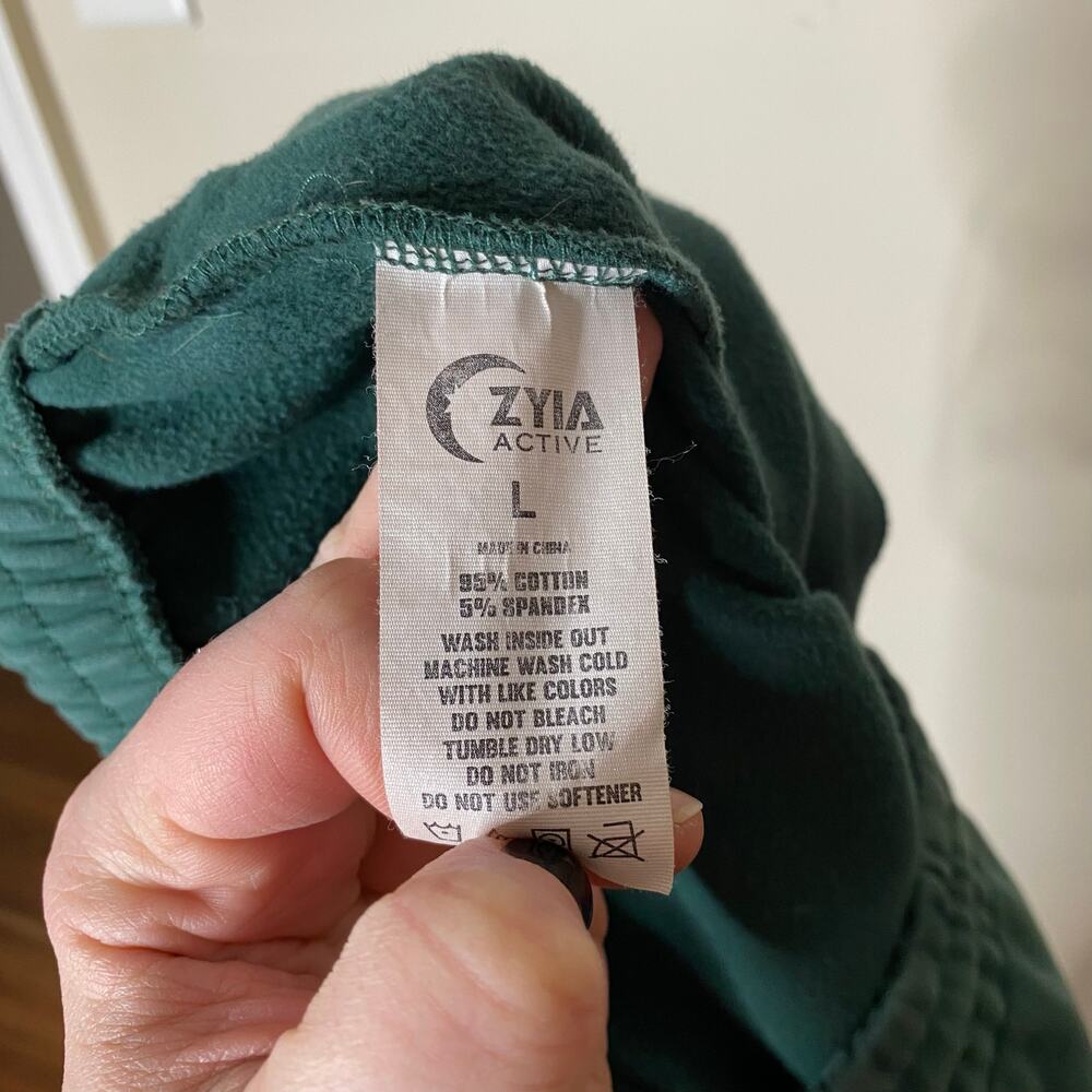 ZYIA ACTIVE Pine Green Relaxation Cinched Ankle Drawstring Sweatpants Size Large - Picture 5 of 8